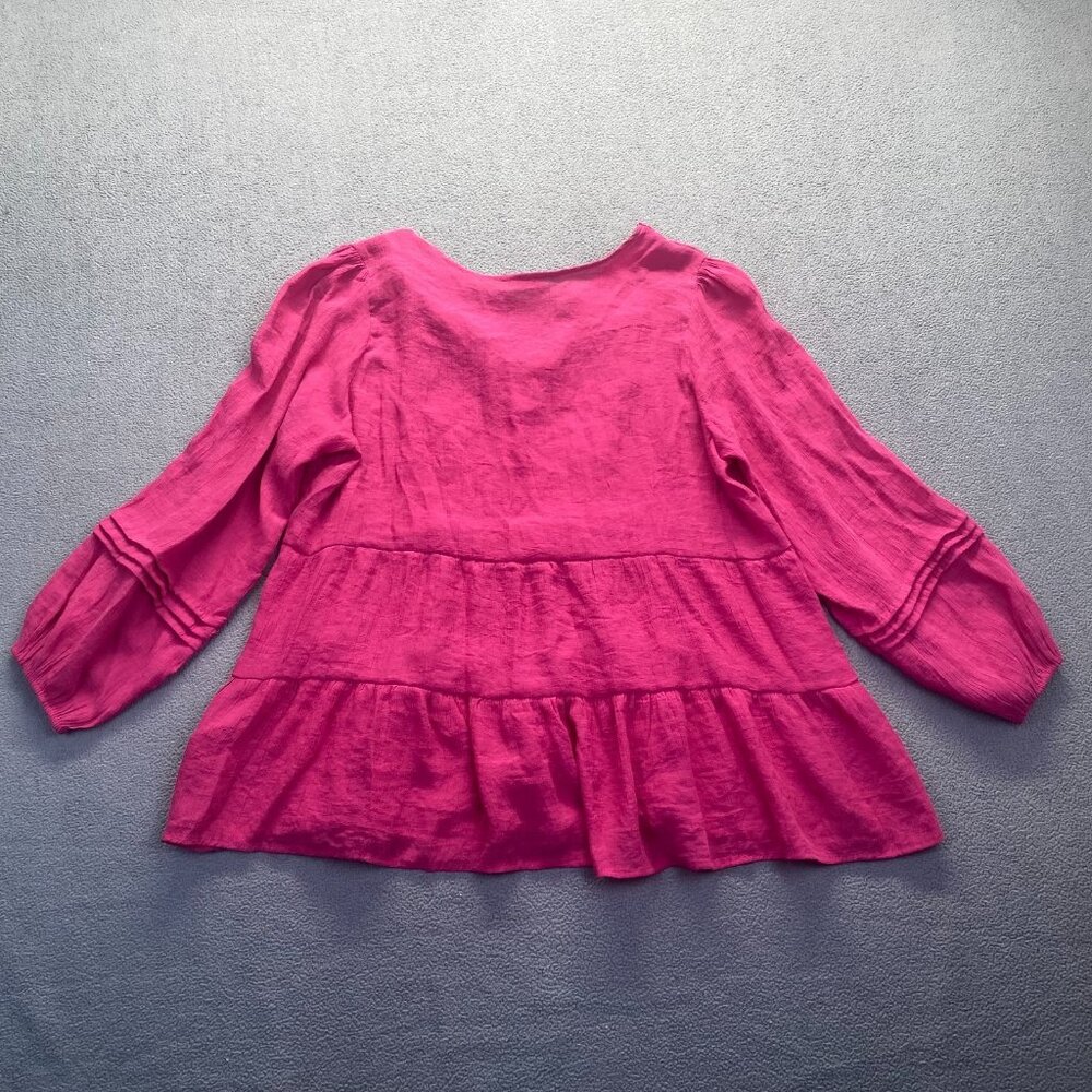 Zac and Rachel Women's Pink Long Sleeve Casual Blouse Size 2X,lightweight - Picture 2 of 8